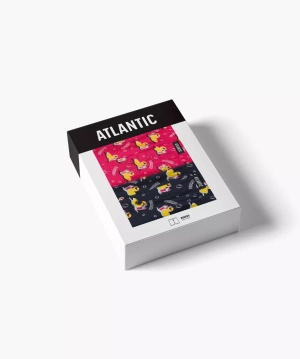 Kolorowe luźne bokserki męskie 100% bawełna z kaczuszkami Atlantic – maksimum wygody
