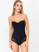 Czarne bezszwowe body damskie 36% elastan Everybody 1852 Sielei – modeluje sylwetkę.