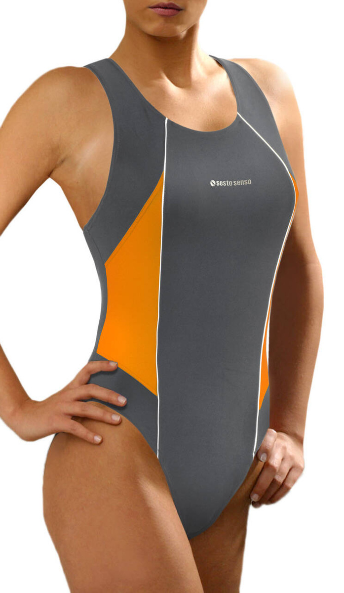 Grafitowy jednoczęściowy strój kąpielowy damski BW 714 Sesto Senso – idealny do pływania