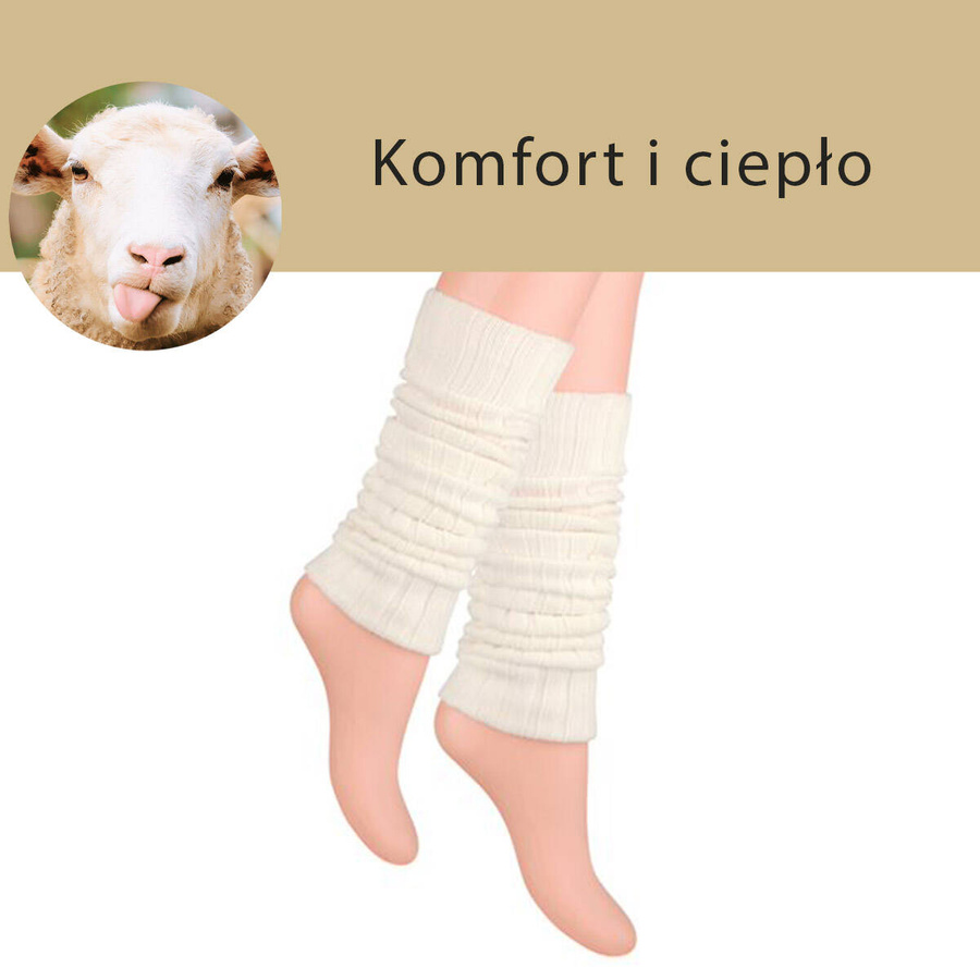 Wełniane Getry Damskie Ecru Akryl-Wełna