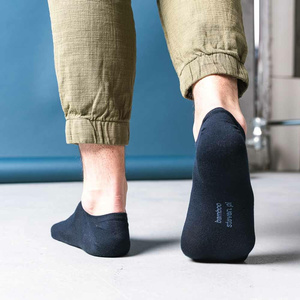 Granatowe Męskie Stopki Bambusowe Komfort