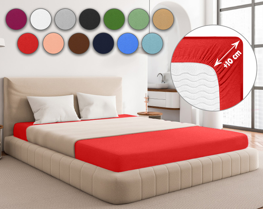 Czerwone elastyczne prześcieradło z gumką 80% bawełna Jersey Sesto Senso – komfort snu