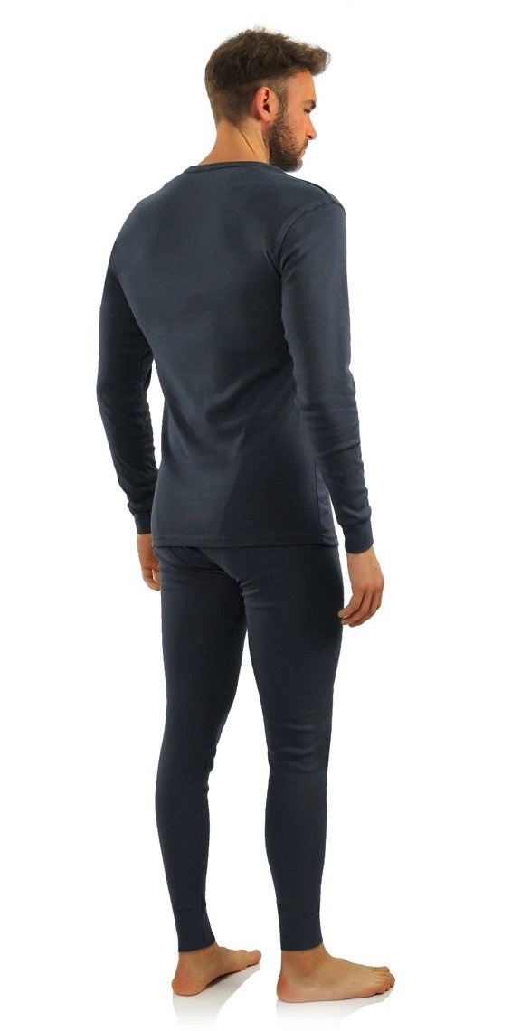 Szary ciepły komplet bielizny męskiej 100% bawełna Sesto Senso – idealny na zimne dni.