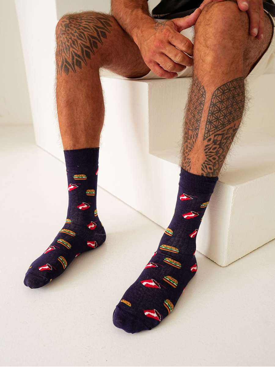 Szare długie skarpety męskie 75% bawełna Milena – wygodne na co dzień