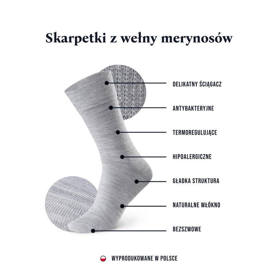 Skarpety garniturowe z wełny merino art. 130