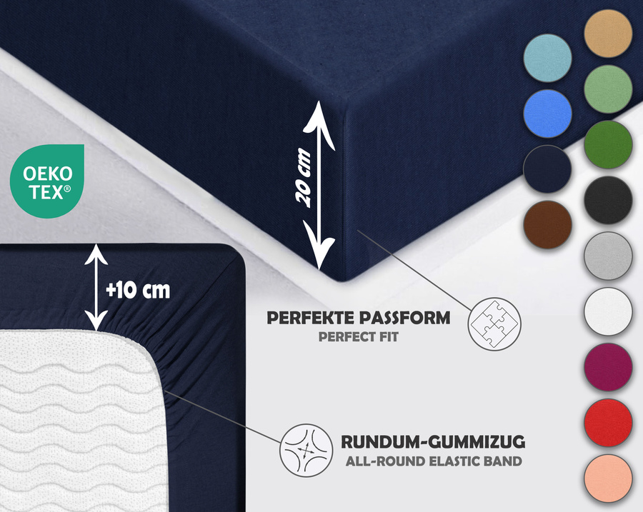Granatowe elastyczne prześcieradło z gumką 80% bawełna Jersey Sesto Senso – komfort snu