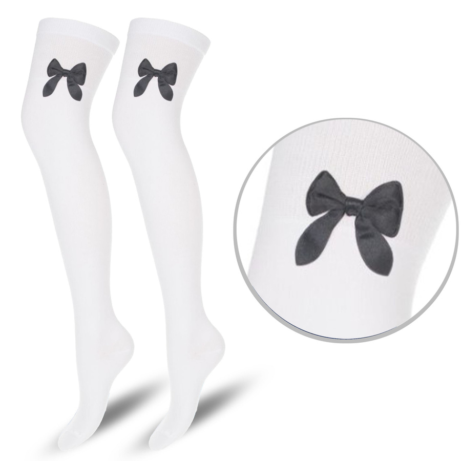 Zakolanówki bawełniane z kokardką