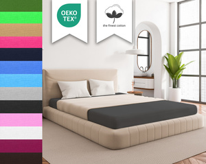 Grafitowe elastyczne prześcieradło z gumką 80% bawełna Jersey Sesto Senso – komfort snu