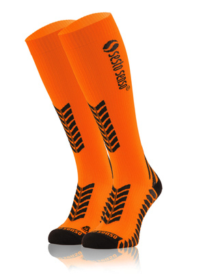 Pomarańczowe bezszwowe podkolanówki kompresyjne dla biegaczy unisex Sesto Senso – regeneracja mięśni