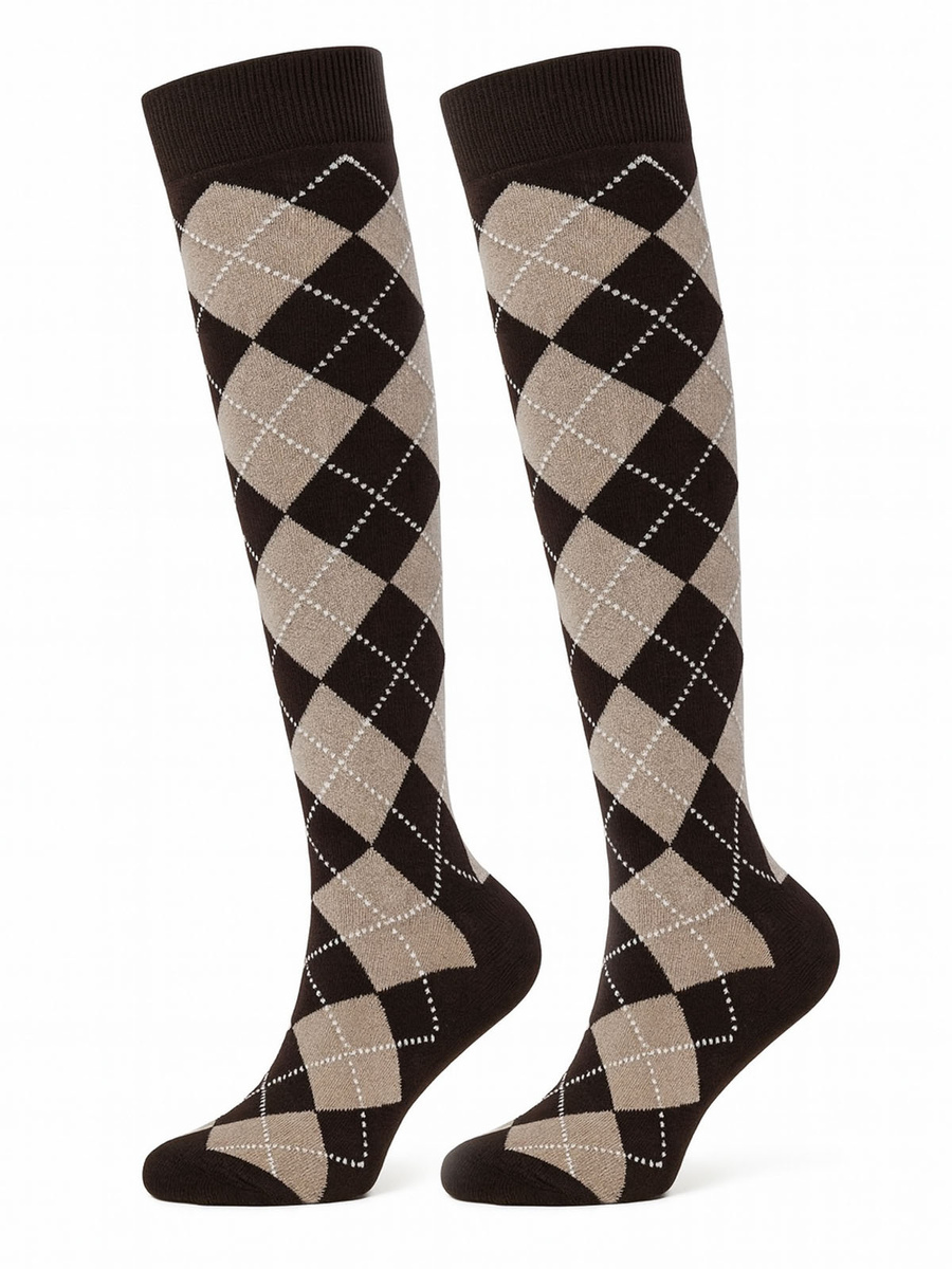 Podkolanówki damskie w romby Vintage 0248