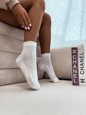 Skarpetki damskie ażurowe jodełka 989