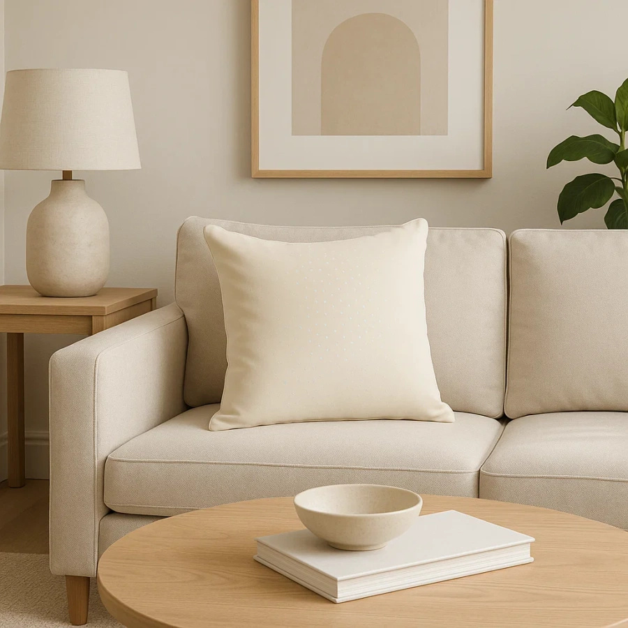 Jasny beżowy z kryształkami poszewka dekoracyjna 40x40 SHINY Spod Igły i Nitki – elegancja wnętrza