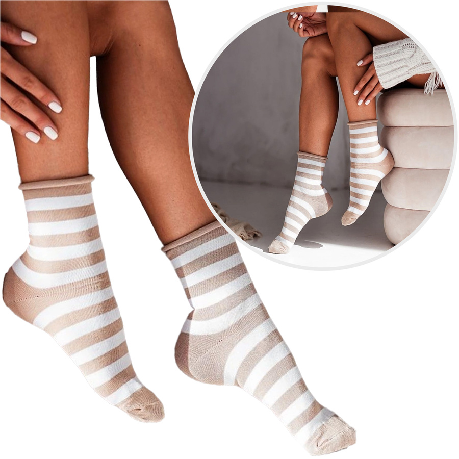 Skarpetki damskie bezuciskowe w Paski