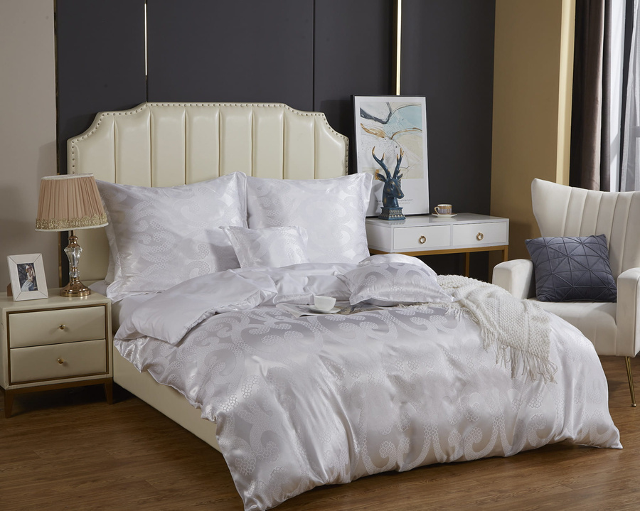 Kremowa atłasowa pościel małżeńska 120 g/m² model AT003 Spod Igły i Nitki – luksusowy komfort snu