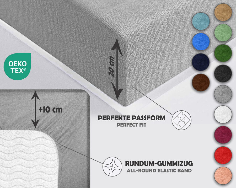 Szare elastyczne prześcieradło z gumką frotte 100% bawełna Sesto Senso – komfortowy sen