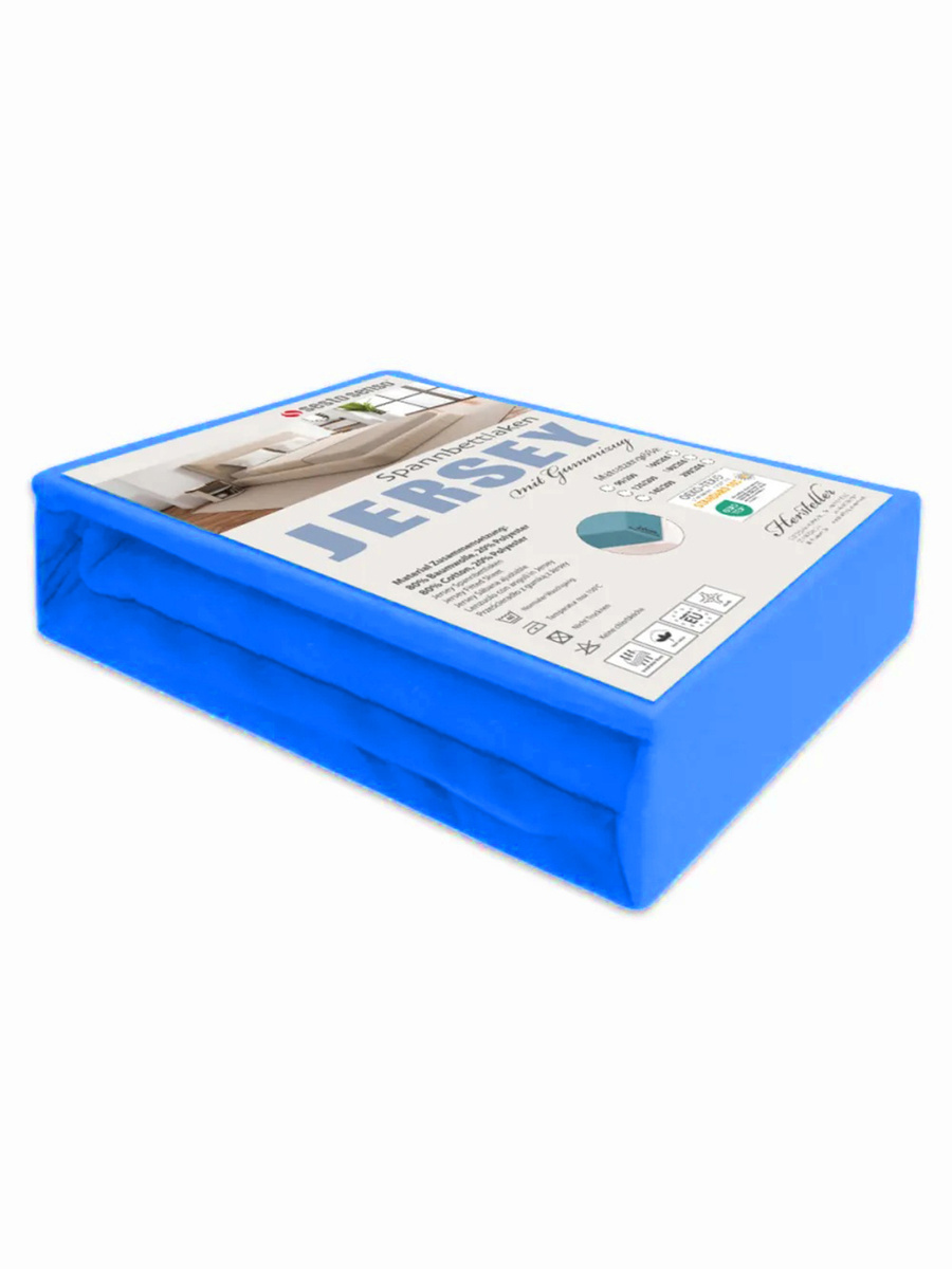 Niebieskie elastyczne prześcieradło z gumką 80% bawełna Jersey Sesto Senso – komfort snu