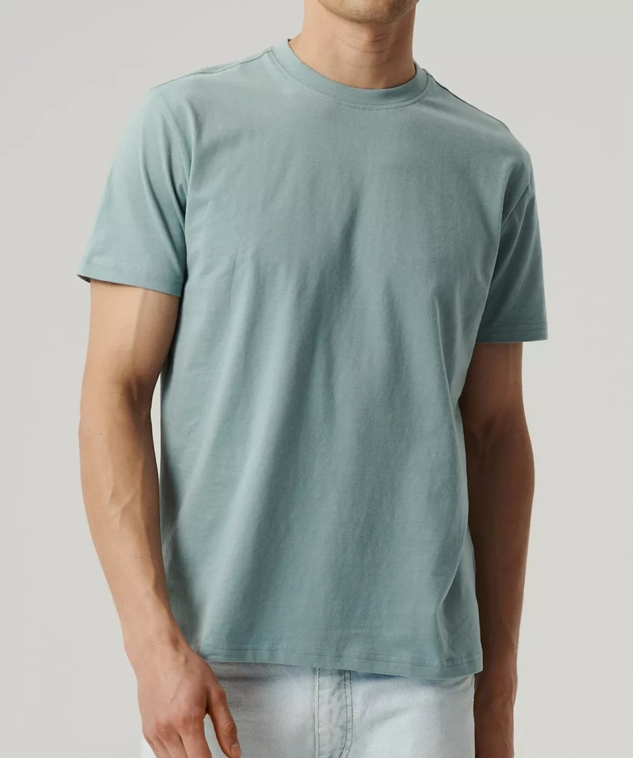 Niebieski T-shirt męski  x2 z efektem brzoskwini 100% bawełna Atlantic – maksymalna wygoda.