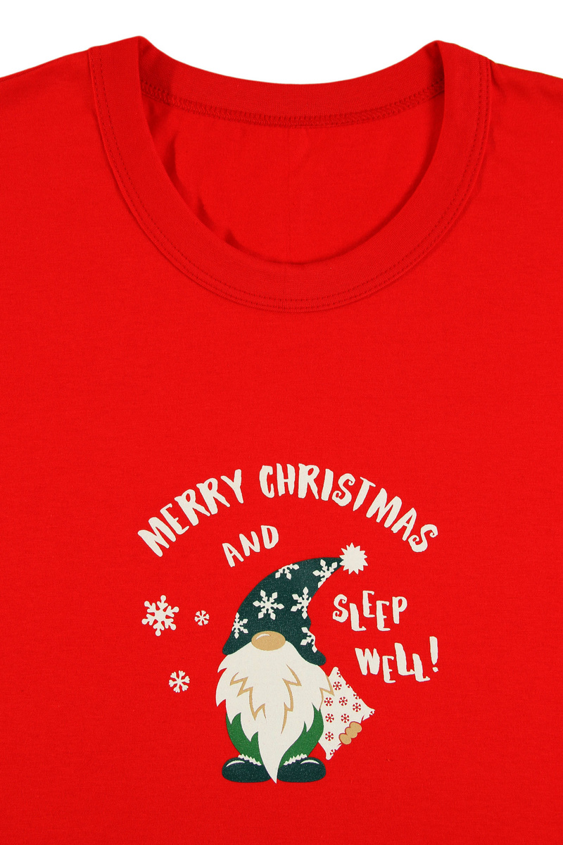 Czerwona świąteczna piżama męska 100% bawełna z nadrukiem Sesto Senso – komfort i styl