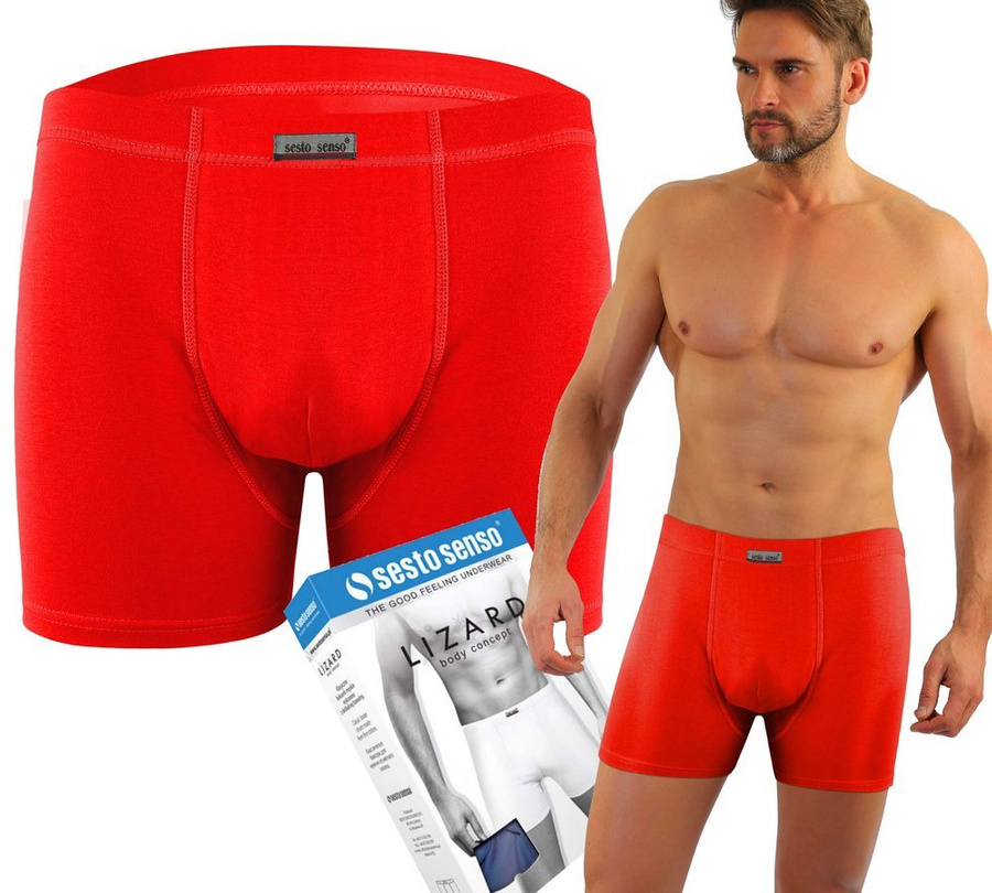 Czerwone bezuciskowe bokserki męskie 95% bawełna BM04 Sesto Senso – komfort i swoboda