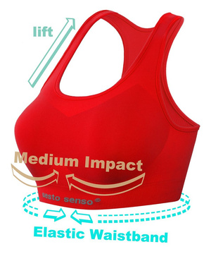 Czerwony bezszwowy top damski 92% poliamid Sesto Senso – joga fitness