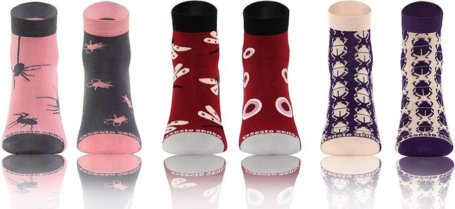 Kolorowe śmieszne ZAKOSTKI SKARPETY FINEST Sesto Senso