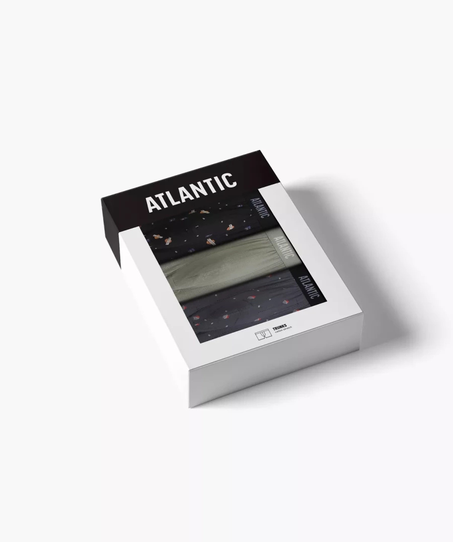 Szare czarne sportowe bokserki męskie z koszykarskim nadrukiem Atlantic – idealne dopasowanie.