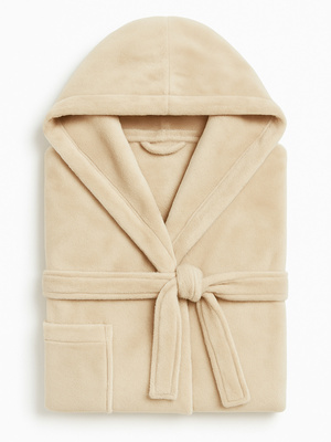 Beżowy miękki szlafrok damski  z kapturem Paulo Sestimi – idealny do sauny i spa