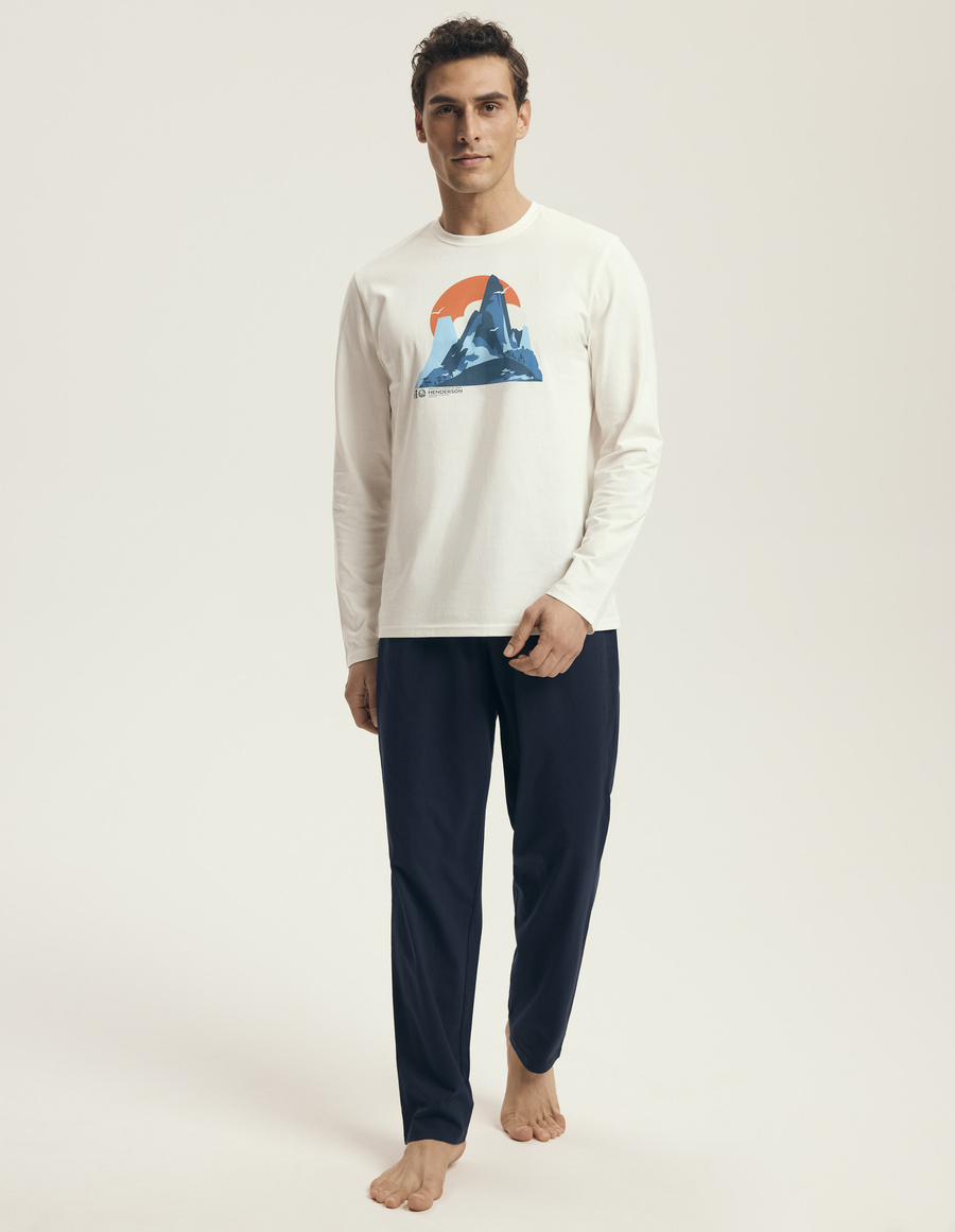 Męska piżama 43475 biała bawełniana