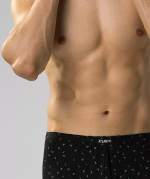Szmaragdowe i czarne wzorzyste bokserki męskie 3-pack 95% bawełna Atlantic – maksymalna wygoda