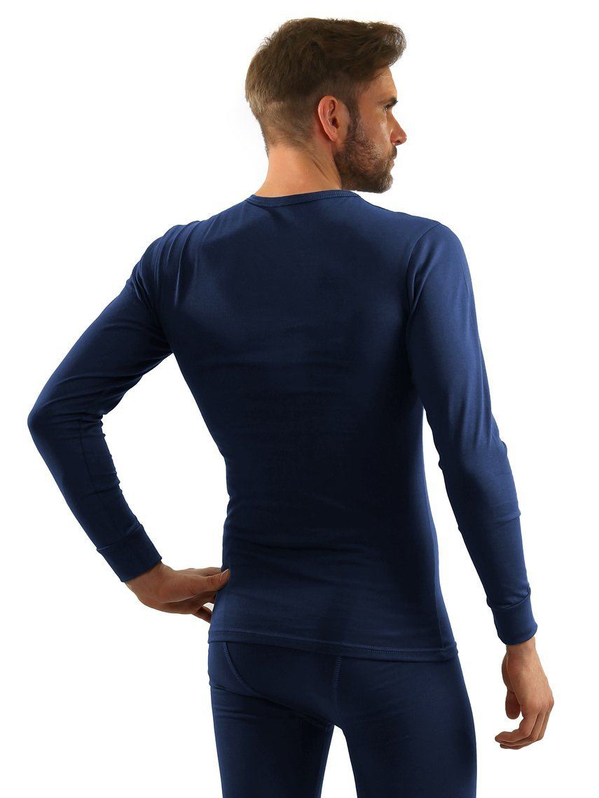 Granatowy elastyczny podkoszulek męski z bawełny 123 Sesto Senso – komfort na chłodne dni