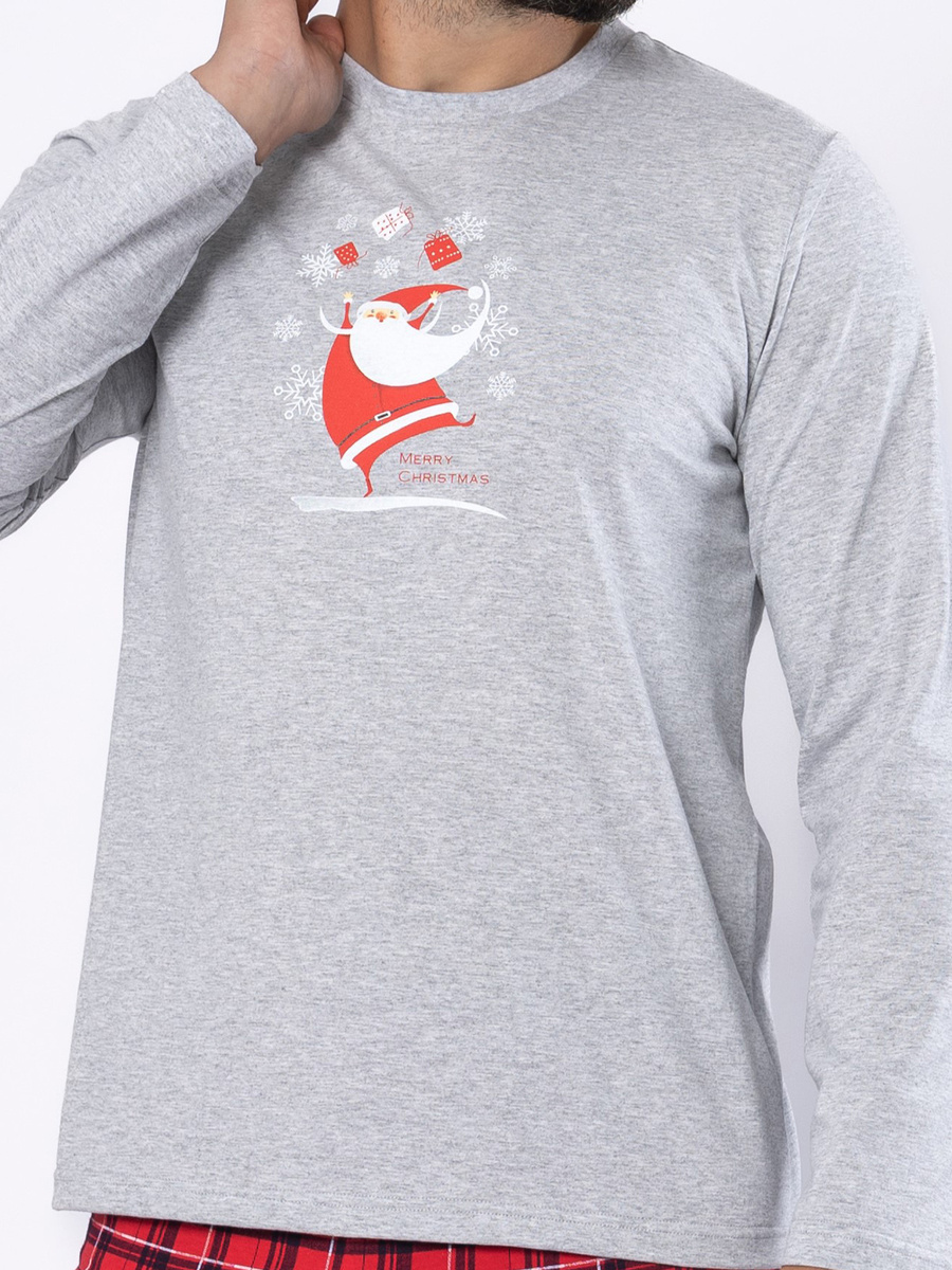 Czerwona świąteczna piżama męska 100% bawełna Sestimi – komfort na zimowe wieczory