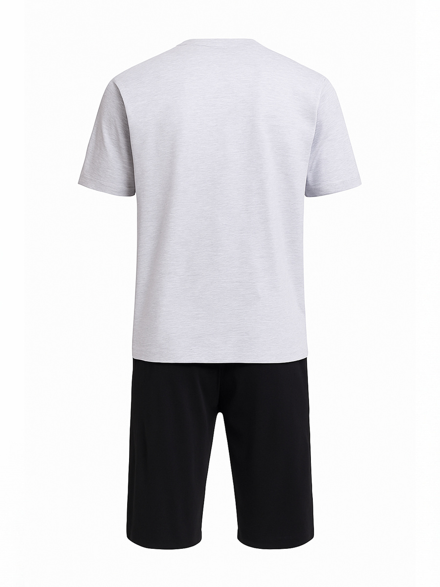 GIANNY Krótka Piżama Męska z Nadrukiem, szara