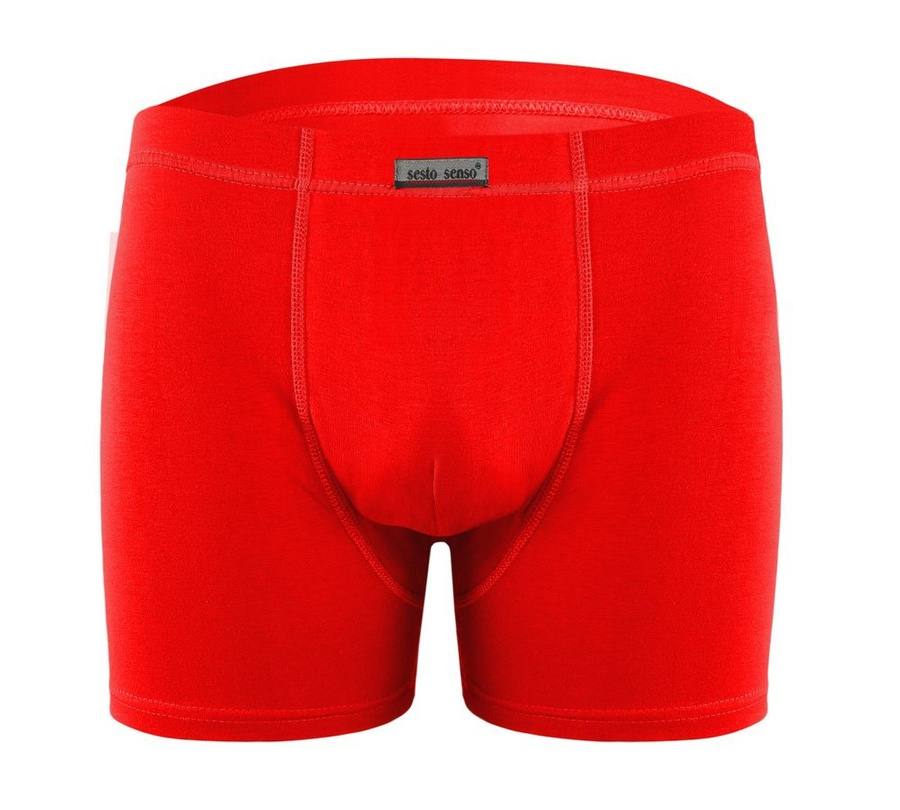 Czerwone bezuciskowe bokserki męskie 95% bawełna BM04 Sesto Senso – komfort i swoboda