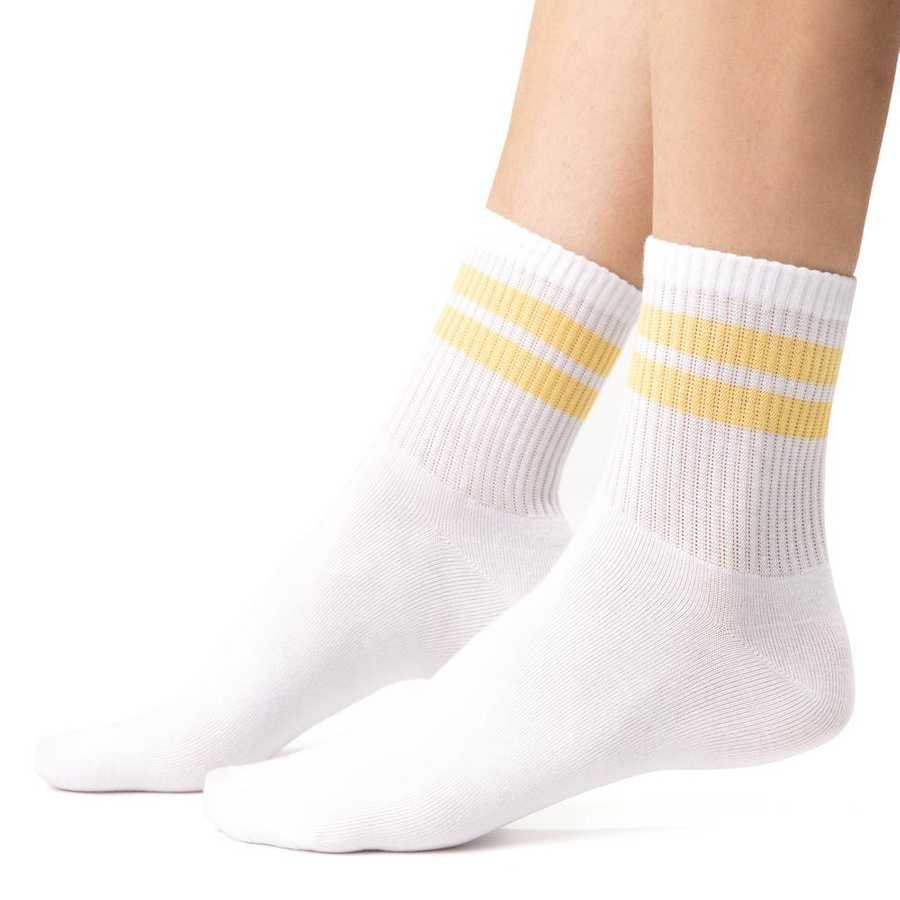 Białe Bawełniane Skarpetki Sportowe Damskie