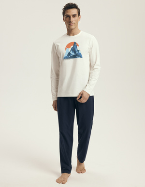 Męska piżama 43475 biała bawełniana