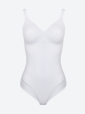 Białe body damskie z fiszbinami 3155 Spiman – perfekcyjne podtrzymanie biustu.
