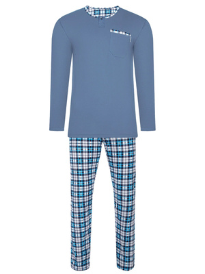 Piżama Męska Długi Rękaw 100% Bawełna