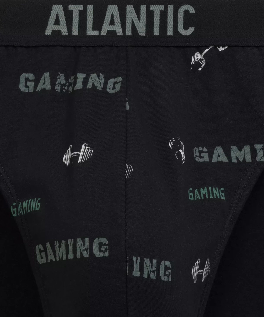 Czarno-khaki sportowe slipy męskie 3-pack Atlantic – komfort na co dzień