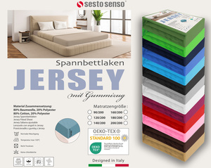 Beżowe elastyczne prześcieradło z gumką 80% bawełna Jersey Sesto Senso – komfort snu