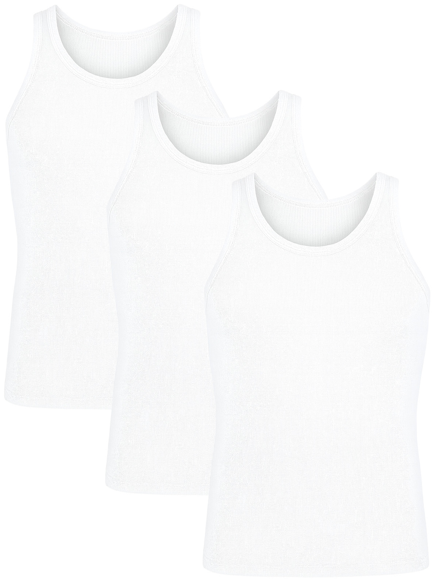 Koszulka Na Ramiączkach Męska Biała w Prążek 3 Pack