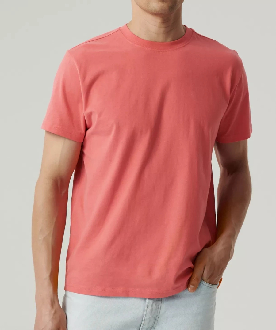 Różowy miękki T-shirt męski 100% bawełna Atlantic – idealny na każdy dzień.