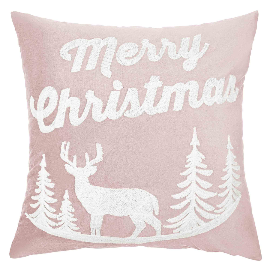 Pudrowa dekoracyjna poszewka 45x45 z zamkiem Spod Igły i Nitki – świąteczny klimat.