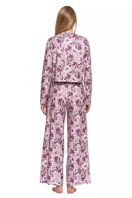 Piżama damska z długim rękawem i szerokimi nogawkami