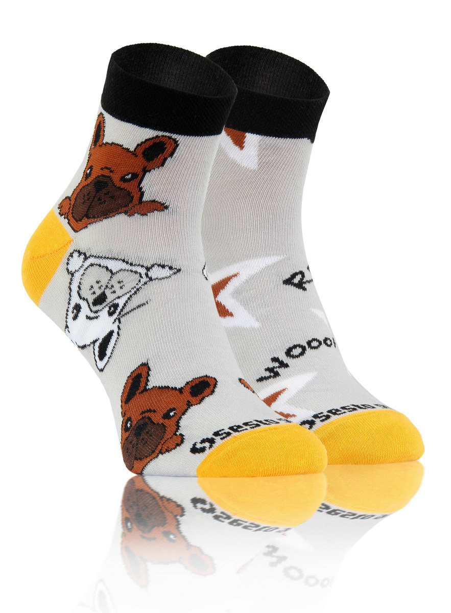 Buldog kolorowe modne skarpety unisex 90% bawełna Finest Sesto Senso – komfort na co dzień