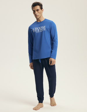 Piżama męska 43472 blue bawełna