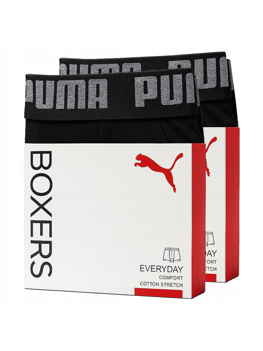 Bokserki Męskie 4 Pack Puma Comfort Stretch Czarne