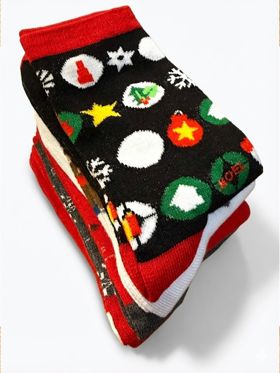 Kolorowe świąteczne skarpety damskie 5 par wzory Sestimi Underwear – prezent idealny