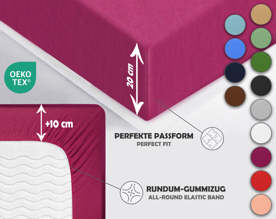 Bordowe elastyczne prześcieradło z gumką 80% bawełna Jersey Sesto Senso – komfort snu