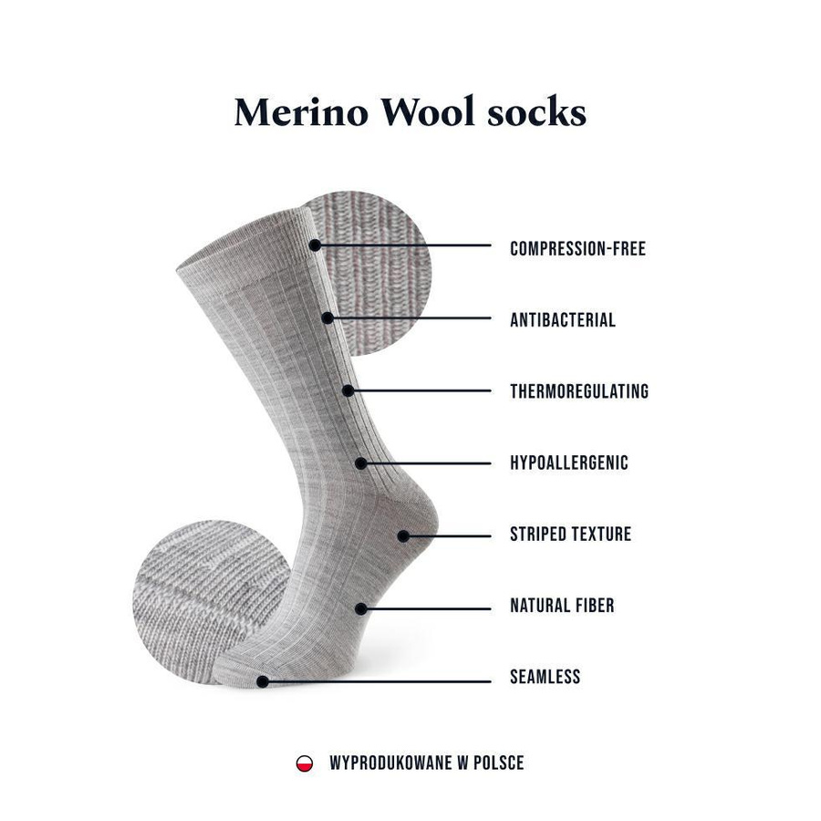 Grafitowe Skarpety Męskie Merino Wool Comfort