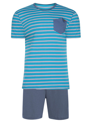 Modna piżama męska beMen 100% bawełna, krótkie rękawy i spodenki – wygoda w domu